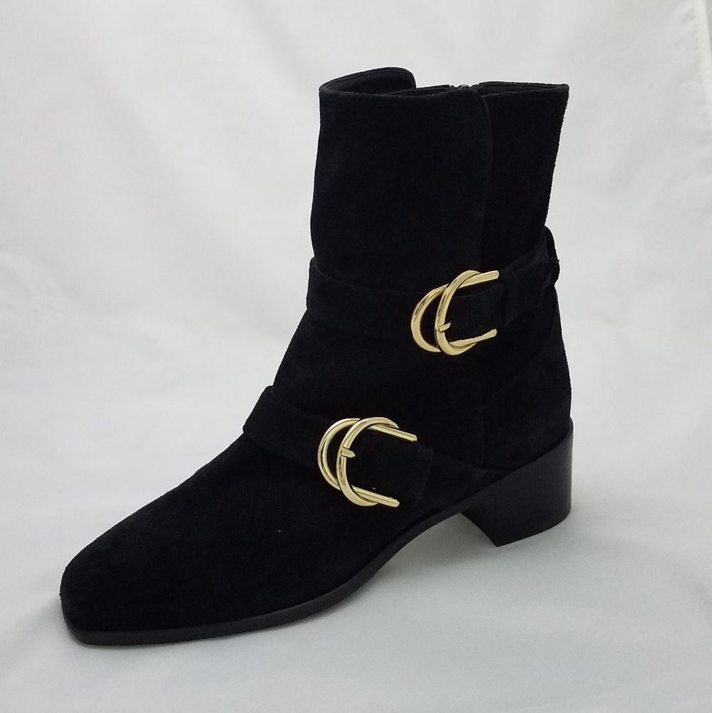 Stuart weitzman black suede buckle booties 7 - Picture 1 of 5